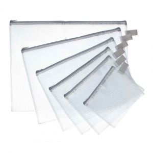 Majuscule Pochette zippée JPC pour le courrier - en PVC renforcé - semi-transparente - 22x29 cm - ép 0,5 cm