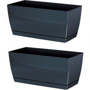 2x Jardinier en plastique Coque Coubi P en Couleur de graphite 29 (Long) x 14.2 (largeur) x 13.6 (hauteur) cm