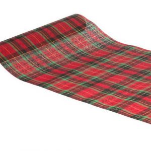 Chaks CHEMIN DE TABLE TISSU TARTAN &Eacute;COSSE 28CMX3M ROUGE