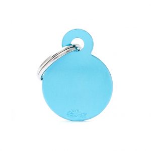 Myfamily Médaille basic petit cercle pour chien en aluminium bleu azur