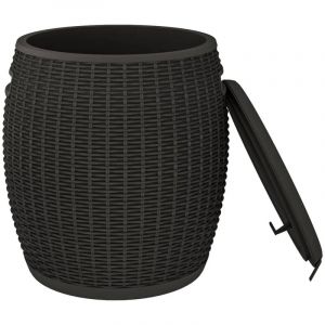 Coffre bo&icirc;te meuble de jardin rangement 4 en 1 noir polypropyl&egrave;ne 02_0013036