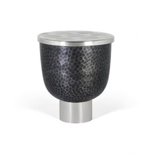 Table basse ronde avec plateau en aluminium