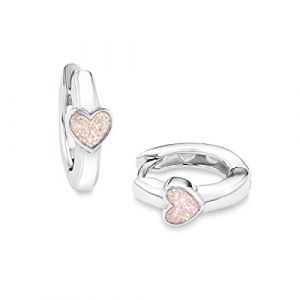 Prinzessin Lillifee Boucles d'oreilles cr&eacute;oles pour enfant en forme de c&oelig;ur en argent 925 rhodi&eacute; - 1,74 g - 541985
