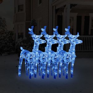 VidaXL Rennes de Noël 4 pcs 160 LED Bleu Acrylique