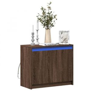 VidaXL Buffet avec LED chêne marron 72x34x61 cm bois d'ingénierie, meuble de rangement, meuble de rangement cuisine, meuble de rangement de salon