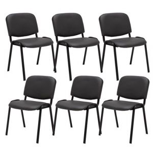 CLP Lot de 6 chaises Visiteur Ken en similicuir gris