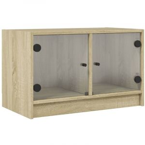 VidaXL Meuble TV avec portes en verre chêne sonoma 68x37x42 cm
