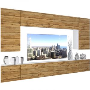 Unit&eacute; Murale tv nex i Ensemble Muebles de Salon Complet i Ensemble Meuble tv avec Illumination led i Dimensions: 300 x 180 x 36 cm i Coleur: ch&ecirc;ne