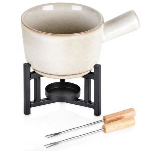 Set &agrave; Fondue - Excellent Houseware - Porcelaine - 450 ml - Beige - 4 Pi&egrave;ces