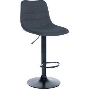 CLP Tabouret de bar ajustable pivotant en tissu Gris foncé