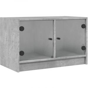 VidaXL Meuble Tv Avec Portes En Verre Gris Béton 68x37x42 Cm