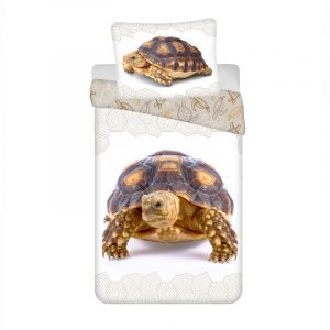 Parure de lit en coton "Tortue" - Beige/Marron - 140 x 200 cm