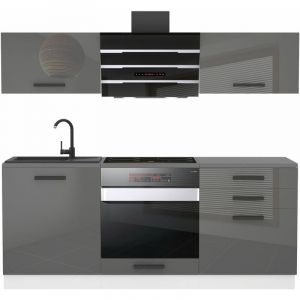 Image de Cuisine Equipee Complete Sophia Muebles de Cuisine Complets - 180 cm. Cuisine Complete sans Plan de Travail, Argent très Brillant - Belini