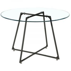 Table à manger ronde 4 personnes heloise Noir transparent 120 cm