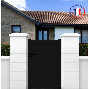 Packit Portillon aluminium modèle plein en kit dimensions L.1000 (entre piliers) x H.1700 mm Couleurs Noir (ral 9005)