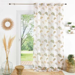 Px voilage etamine imprime 140x240 BILOBA - kaki