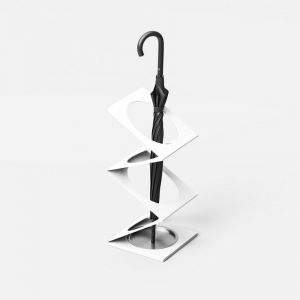 Porte parapluie MOLLA en acier Blanc avec vasque en inox