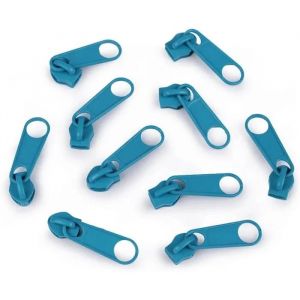 Cyclingcolors 10x Curseur N°5 Non Verrouillable Pour Fermeture Éclair À Glissière Spirale Zipper Tirette Métal Idéal Jupe Vêtement, Bleu Turquoise