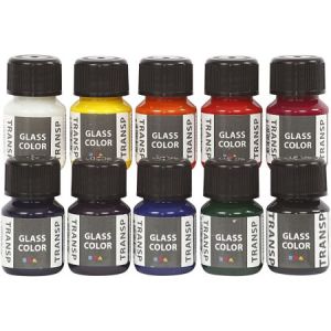 Image de Creotime Lot de peinture pour verre et porcelaine Glass Color - 10 x 35 ml