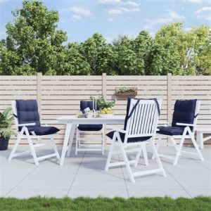 VidaXL Coussins de chaise &agrave; dossier bas lot de 4 bleu marine