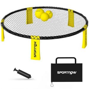 SPORTNOW Set Complet pour Mini Volleyball Spike avec Filet, 3 balles, Pompe et Sac de Transport Facile à Installer, Jeu d'extérieurpour Adulte et Enfant, Jaune