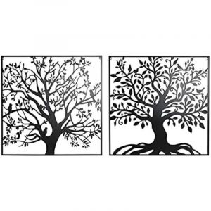 D&eacute;coration Murale - DKD Home Decor - Standard - M&eacute;tal Noir - 98x98 cm - Design Contemporain