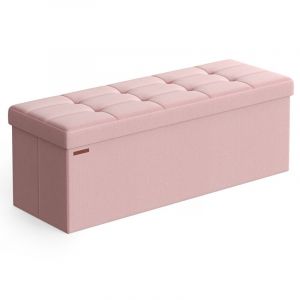Songmics Banc de Rangement Pliable 38 x 110 x 38 cm Charge jusquà 300 kg Rose Bonbon