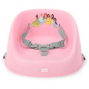 Bright Starts Réhausseur de Chaise Bébé Disney Princesse My Spot Facile à Nettoyer, Harnais 3 Points, Sangles Amovibles Lavables, Rose