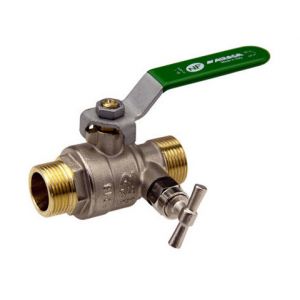 sferaco Vanne à sphère Passage intégral PN25 NF ACS Poignée Plate Verte MM à purge 1"" (26x34)