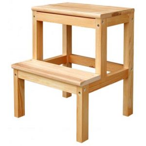 Outifrance 8831220 - Marche pied en bois, 1 marche + tablette