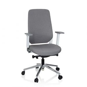 Image de hjh OFFICE Chaise de bureau / chaise pivotante T4 WHITE tissu gris