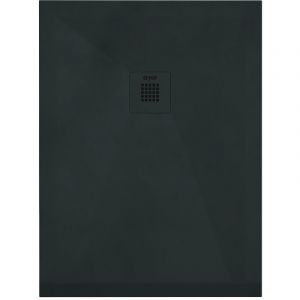 Receveur NOLA 3 - 80x100x3cm - R&eacute;sine - Noir - Bonde - D&eacute;coupable