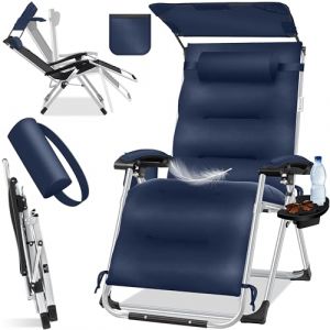 KESSER Chaise longue de jardin, résistante aux intempéries, charge maximale 200kg, dossier réglable avec coussin pour la nuque, porte-boisson et