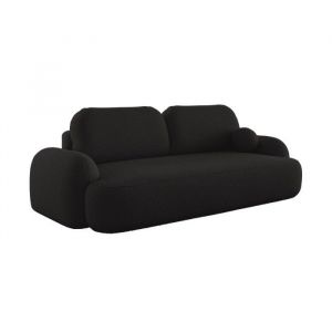 Meublesline Canapé convertible 3 places en Tissu Bouclette Morizia style Japandi Noir