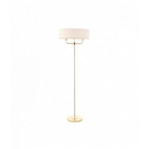 Endon Lampadaire Nixon, laiton et cristal, 2 ampoules