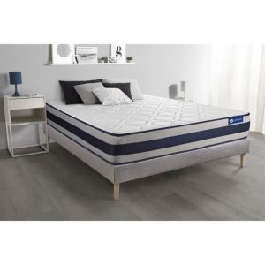Ensemble sommier matelas 180x200 Actilatex ergo 24 cm Ferme sommier kit gris