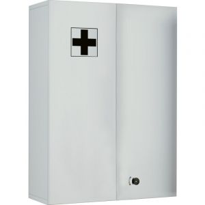 Vcm Medasa xl Cabinet de salle de bain armoire à pharmacie pour mural, 2 portes, avec serrure, blanc. - Blanc