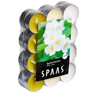 SPAAS 24 Parfumé Bougies Assortiment de Couleurs, ± 4.5 Heures, Spirituel Jasmin