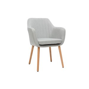 Miliboo Fauteuil scandinave gris clair et pieds chêne ALEYNA