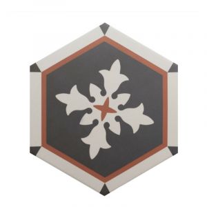 COIMBRA AVEIRO 30657 - Carrelage 17,5x20 cm hexagonal décoré aspect carreaux de ciment