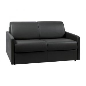 Canapé 2 places convertible express en simili noir - Couchage 120 cm - Matelas 22 cm CALIFE