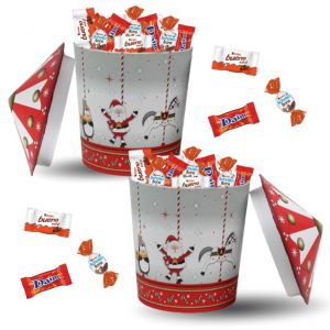 2 Boites de Noël garnies de 45 chocolats KINDER Schokobons Mini-Bueno & DAIM Cadeau Idéal pour les Fêtes