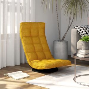 VidaXL Chaise de sol pivotante Jaune moutarde Tissu