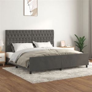 VidaXL Cadre de lit avec tête de lit Gris foncé 200x200 cm Velours