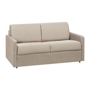 Image de Canapé 2 places convertible express en tissu CALIFE - Beige - Couchage 120 cm - Matelas 14 cm