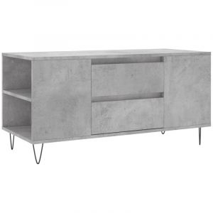 VidaXL Table Basse, Table d'Appoint avec 4 Compartiments et 2 Tiroirs, Bout de Canapé avec Pieds Salle de Séjour, Moderne, Gris Béton Bois d'Ingénierie