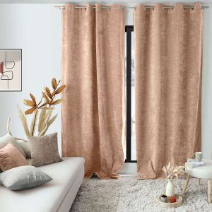 Enjoy Home - Rideau thermique et occultant en velours - 140 x 260 cm - Pêche - Velvet