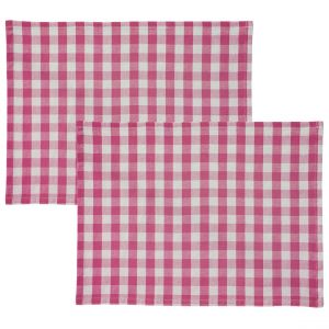 Lot de 2 ou 4 Sets de table vichy en coton DOULIASET rose pivoine