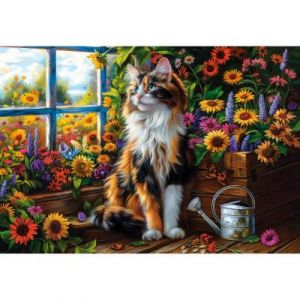 Castorland Puzzle 1000 pièces : Chat en fleurs