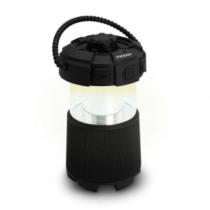 METRONIC 477507 Lampe Enceinte Exterieur Bluetooth - Idéal Jardin, Camping avec sa poignée de Transport, Lumière Led et sa Fonction Musique - Rechargeable USB-C - Noir